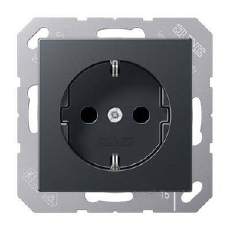 Розетка з заземленням 16А. Jung Eco Profi Антрацит Розетка з заземленням 16А. Jung Eco Profi Антрацит