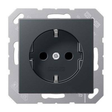 Розетка із заземленням 16А. Jung Eco Profi чорний мат, EP1420SWM