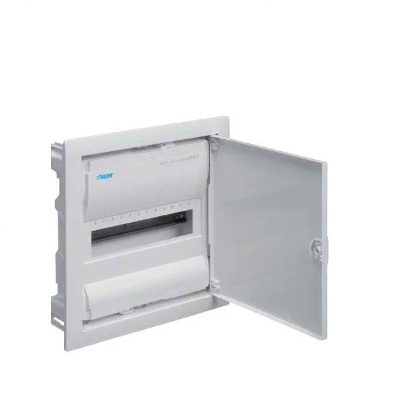Щит вбудований 12 + 2 модулів, 1 ряд, сталеві двері, без Клем IP30,Hager VOLTA Щит вбудований 12 + 2 модулів, 1 ряд, сталеві двері, без Клем IP30,Hager VOLTA