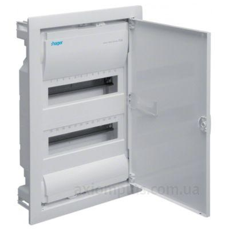 Щит вбудований 24+4 модулів, 2 ряд, сталеві двері, без Клем IP30,Hager VOLTA Щит вбудований 24+4 модулів, 2 ряд, сталеві двері, без Клем IP30,Hager VOLTA