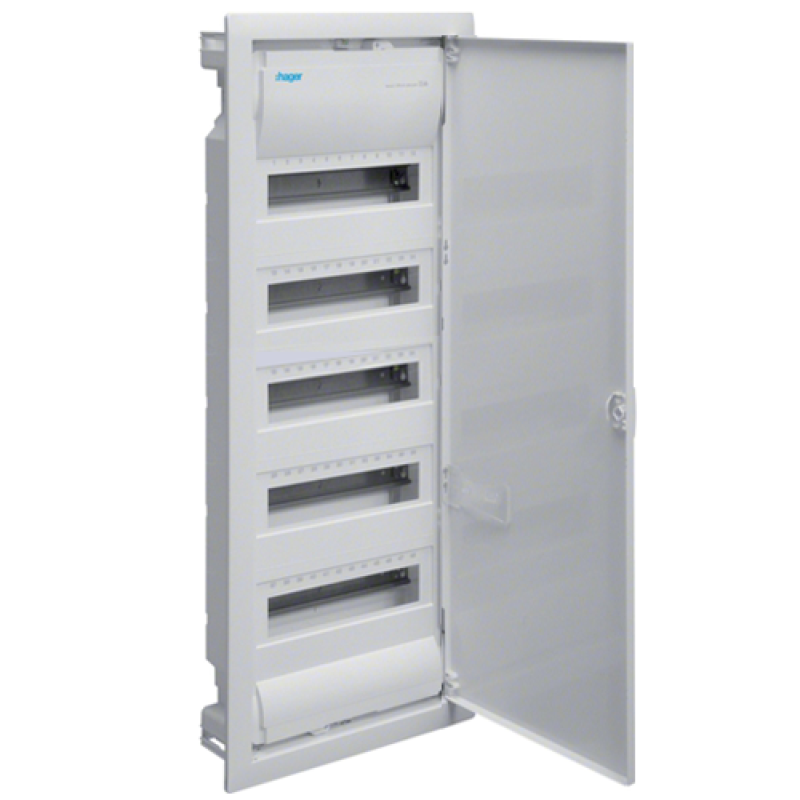 Щит вбудований 60 + 10 модулів, 5 ряд, сталеві двері, без Клем IP30,Hager VOLTA Щит вбудований 60 + 10 модулів, 5 ряд, сталеві двері, без Клем IP30,Hager VOLTA