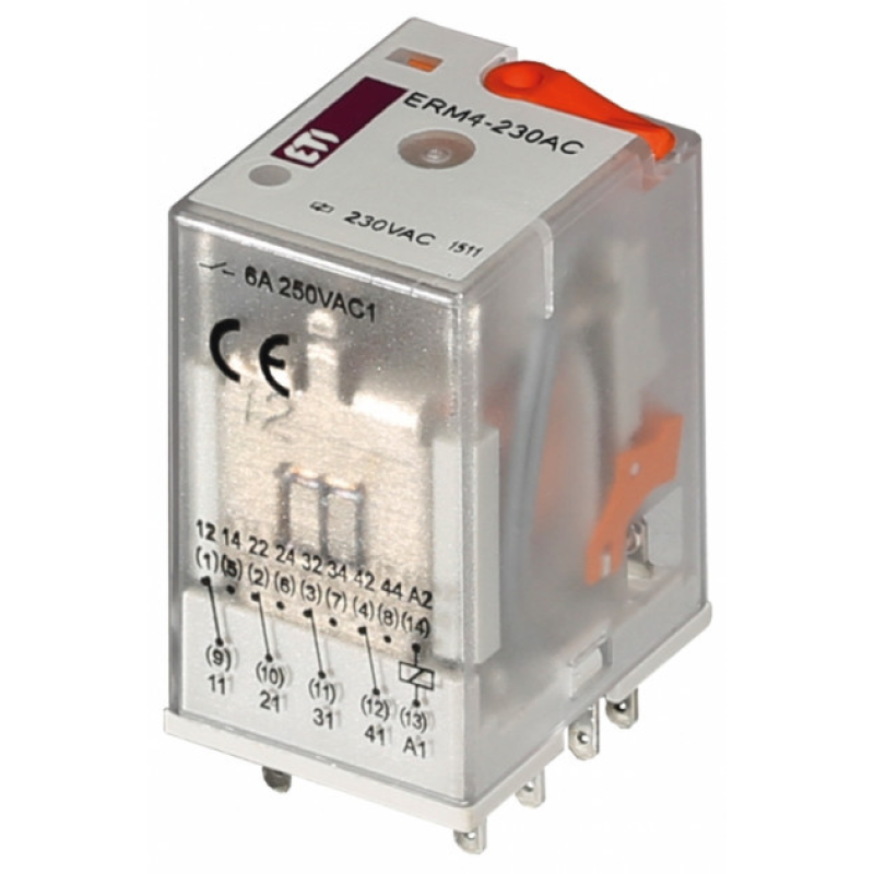 Реле проміжне електромеханічне 4CO ETI ERM4-230AC 4P 2473010 Реле проміжне електромеханічне 4CO ETI ERM4-230AC 4P 2473010