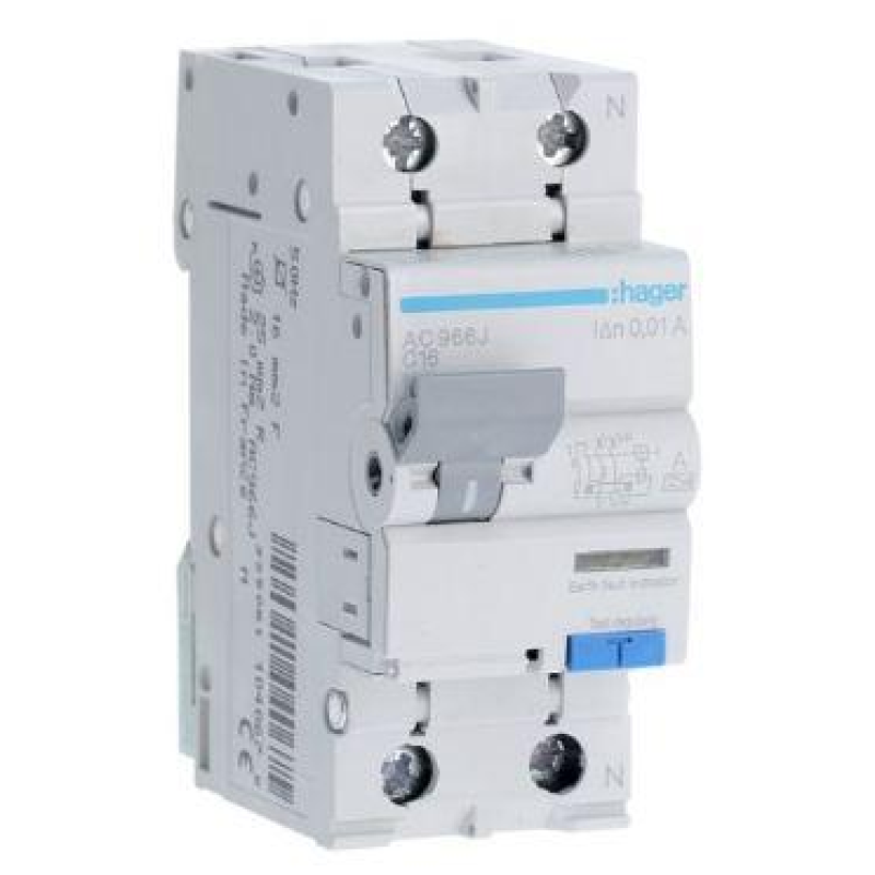 Диференційний автомат Hager 1+N C16/10mA 6кa,тип AC966J