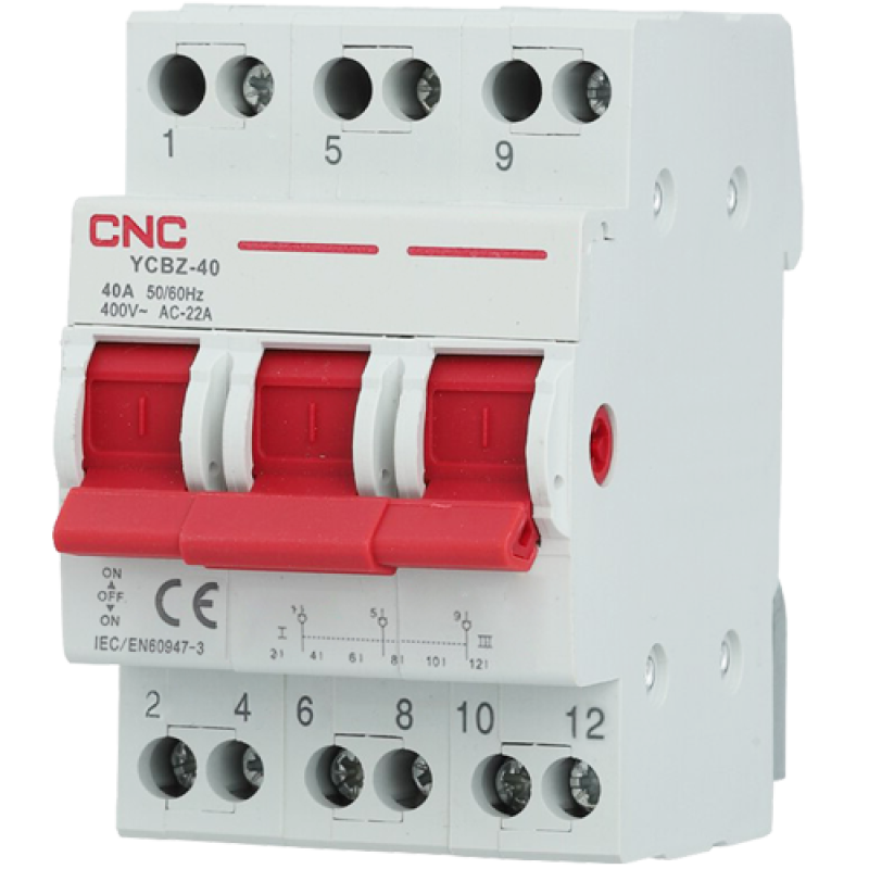 Перемикач навантаження трипозиційний 3P 40A 1-0-2 240/415V~ Перемикач навантаження трипозиційний 3P 40A 1-0-2 240/415V~