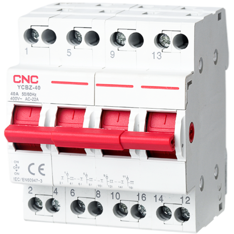 Перемикач навантаження трипозиційний 4P 40A 1-0-2 240/415V~ Перемикач навантаження трипозиційний 4P 40A 1-0-2 240/415V~
