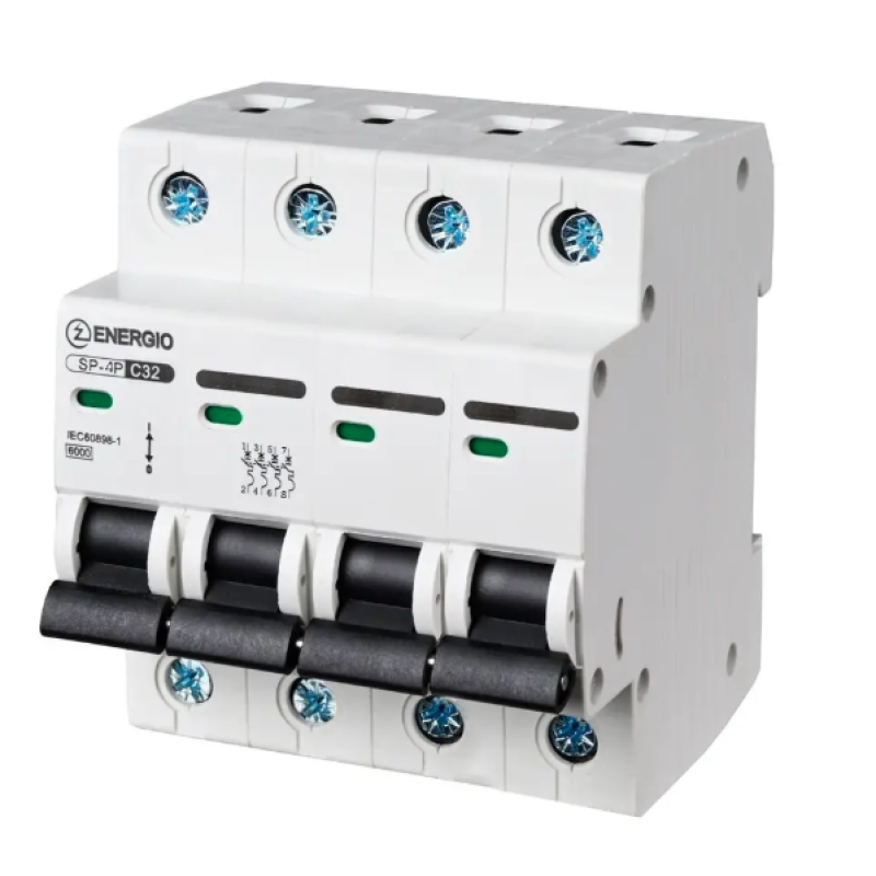 Модульний автоматичний вимикач ENERGIO SP-4P C 32А 6кА Модульний автоматичний вимикач ENERGIO SP-4P C 32А 6кА