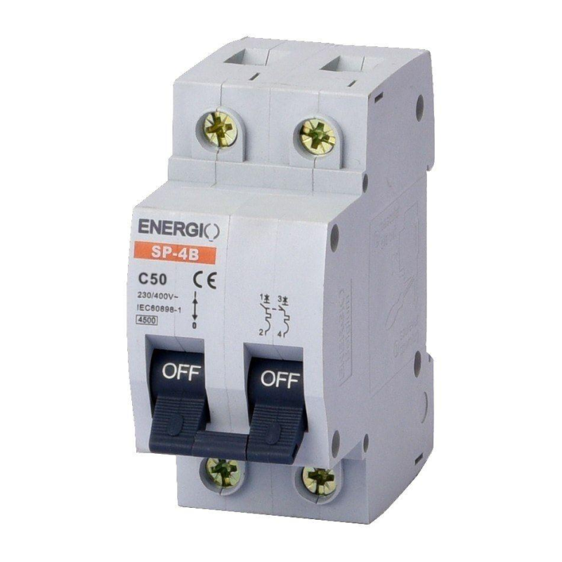 Автоматичний вимикач ENERGIO SP 2P C 50А 4.5 кА