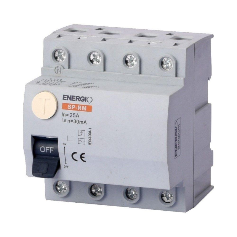 Пристрій захисного відключення ENERGIO SP-RM 4P 25А 30мА тип AC Електромеханічний