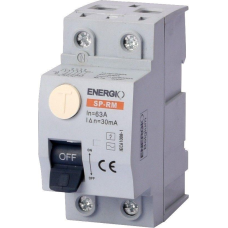 Пристрій захисного відключення ENERGIO SP-RM 2P 63А 30мА тип AC Електромеханічний
