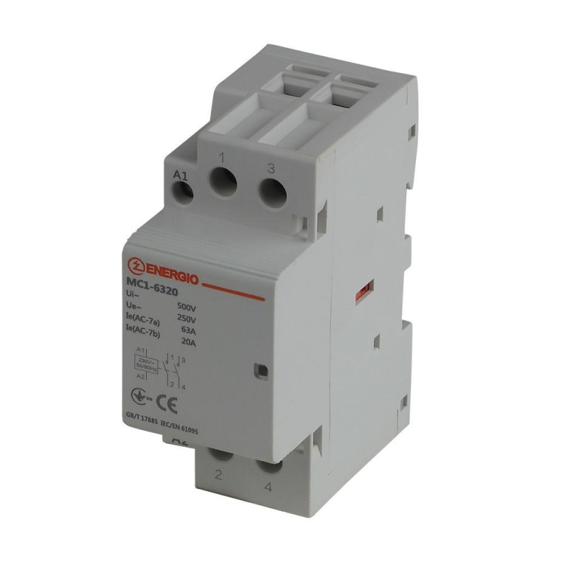 Модульний контактор ENERGIO MC1 2P 63A 2NO Модульний контактор ENERGIO MC1 2P 63A 2NO