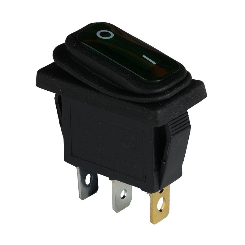 Клавішний перемикач ENERGIO KCD3-101WN Gn/Bk ON-OFF 1 клавіша з підсвіткою IP65 Клавішний перемикач ENERGIO KCD3-101WN Gn/Bk ON-OFF 1 клавіша з підсвіткою IP65