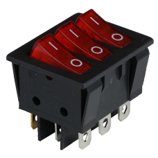 Клавішний перемикач ENERGIO KCD2-3101N Rd/Bk ON-OFF 3 клавіші з підсвіткою