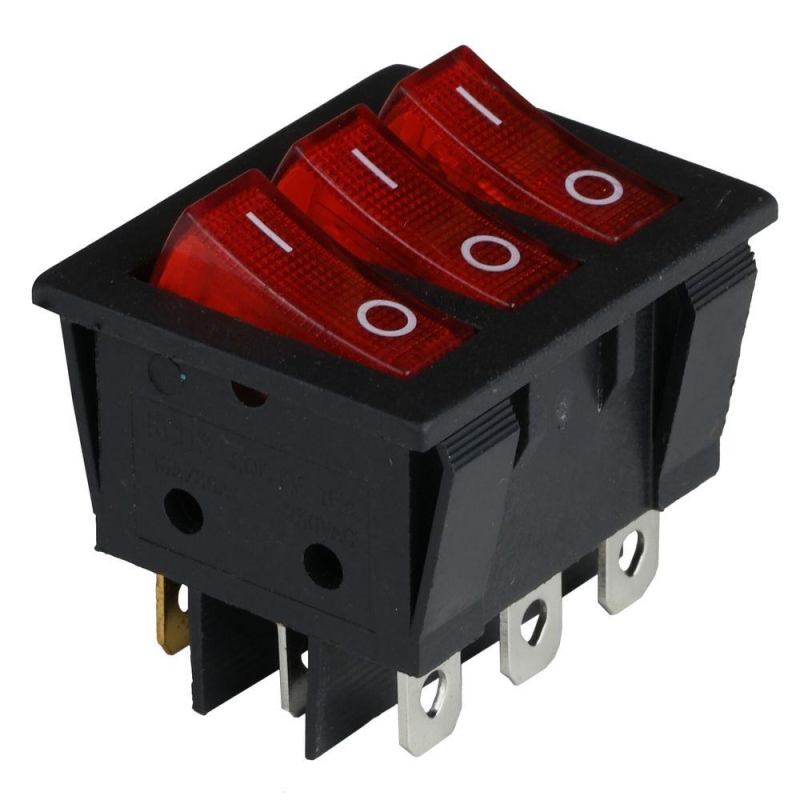 Клавішний перемикач ENERGIO KCD2-3101N Rd/Bk ON-OFF 3 клавіші з підсвіткою Клавішний перемикач ENERGIO KCD2-3101N Rd/Bk ON-OFF 3 клавіші з підсвіткою