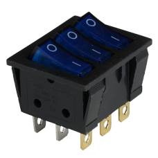 Клавішний перемикач ENERGIO KCD2-3101N Bl/Bk ON-OFF 3 клавіші з підсвіткою