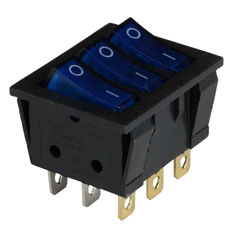 Клавішний перемикач ENERGIO KCD2-3101N Bl/Bk ON-OFF 3 клавіші з підсвіткою Клавішний перемикач ENERGIO KCD2-3101N Bl/Bk ON-OFF 3 клавіші з підсвіткою