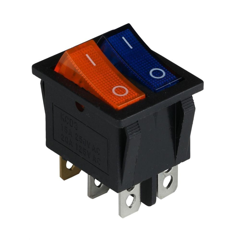 Клавішний перемикач ENERGIO KCD2-2101N Bl+Yl/Bk ON-OFF 2 клавіші з підсвіткою