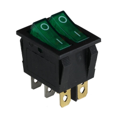 Клавішний перемикач ENERGIO KCD2-2101 Gn/Bk ON-OFF 2 клавіш