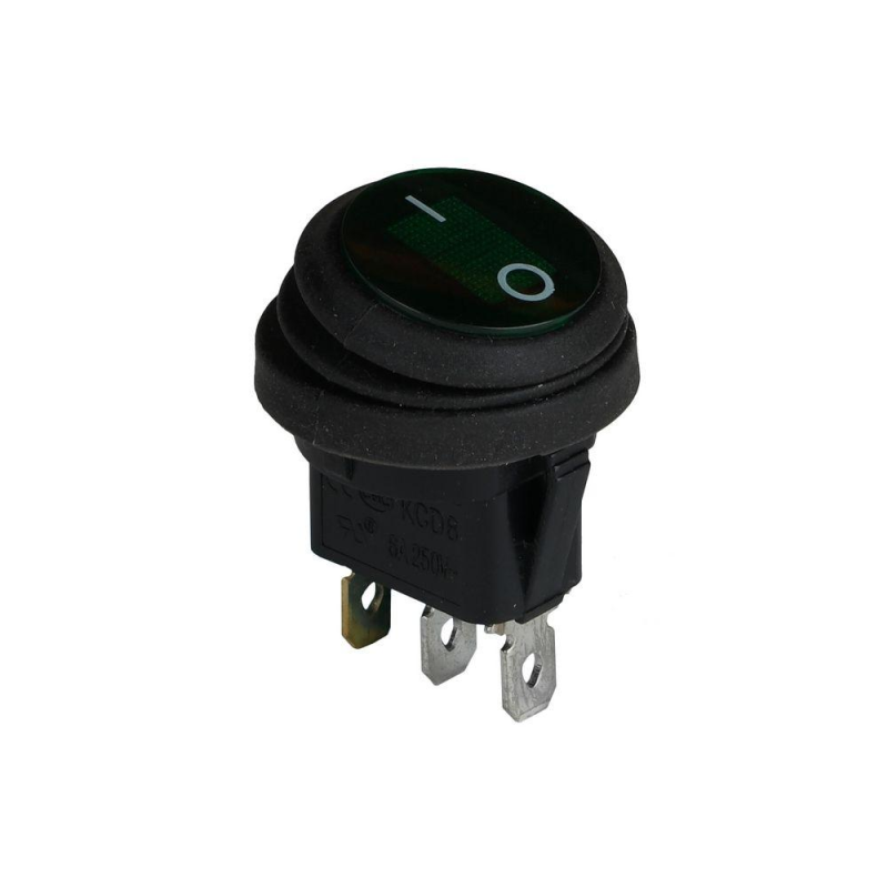 Клавішний перемикач ENERGIO KCD1-8-101WN Gn/Bk ON-OFF 1 клавіша з підсвіткою IP65