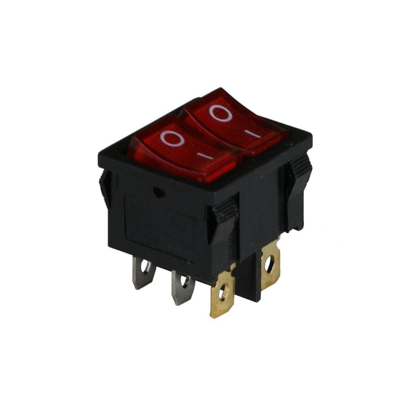 Клавішний перемикач ENERGIO KCD1-6-2101N Rd/Bk ON-OFF 2 клавиші з підсвіткою