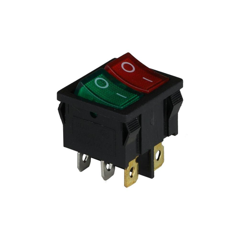 Клавішний перемикач ENERGIO KCD1-6-2101N Gn+Rd/Bk ON-OFF 2 клавиші з підсвіткою