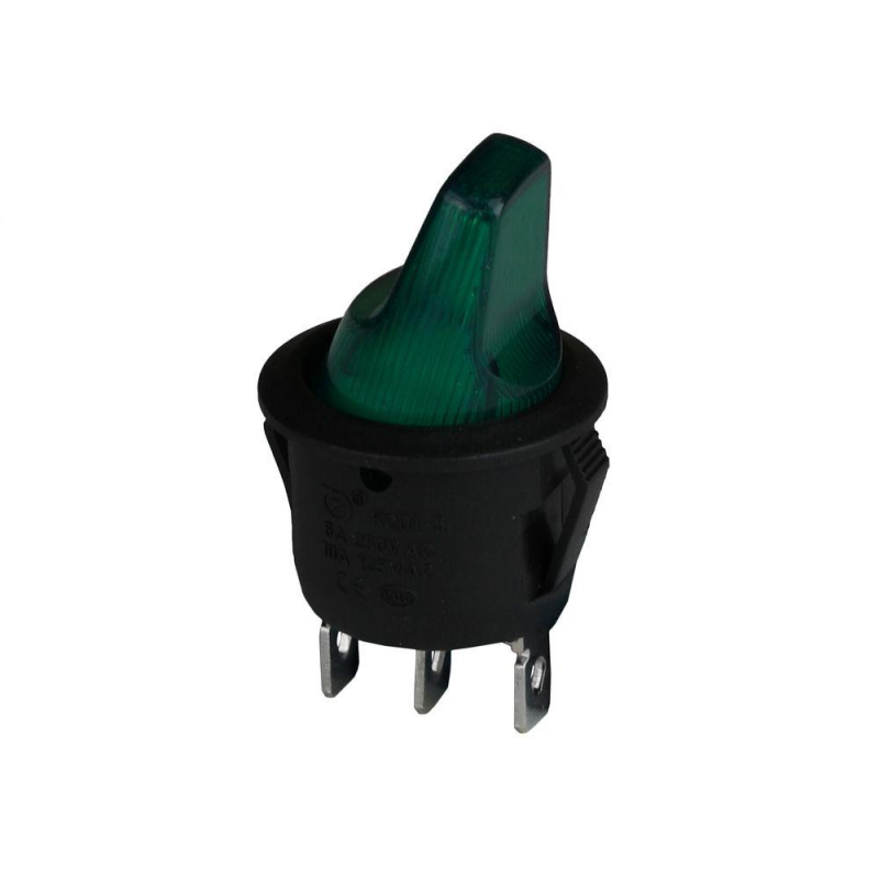 Клавішний перемикач ENERGIO KCD1-5-103H Gn/Bk ON-OFF-ON 1 клавіша