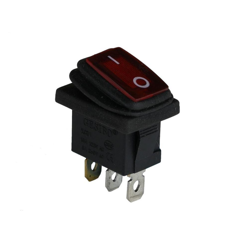 Клавішний перемикач ENERGIO KCD1-2-101WN Rd/Bk ON-OFF 1 клавіша з підсвіткою IP65
