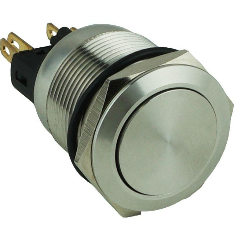 Кнопка металева ENERGIO TY22C-P11F плоска під пайку без фіксації IP67 NO+NC