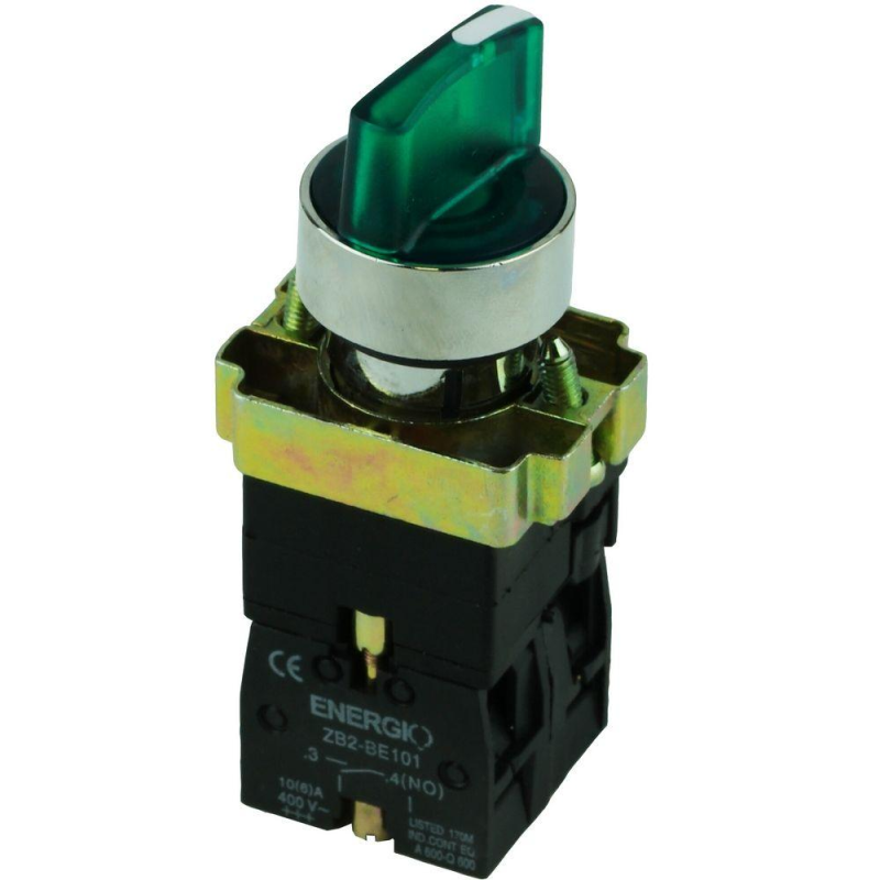 Перемикач секторний ENERGIO XB2-BK2365 1-0 з індикатором зелений NO+NC Перемикач секторний ENERGIO XB2-BK2365 1-0 з індикатором зелений NO+NC