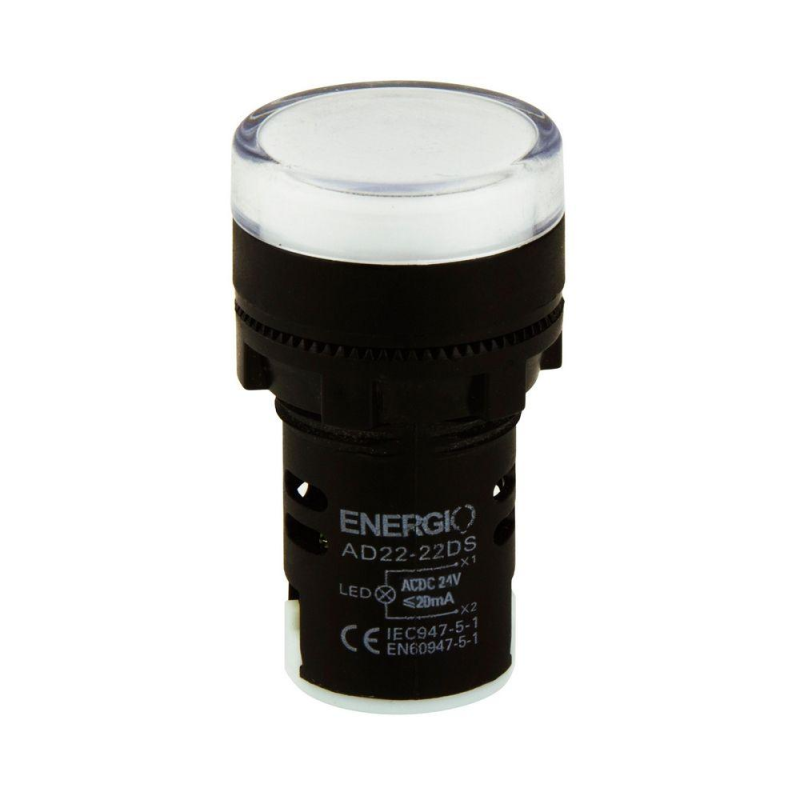 Індикатор ENERGIO AD22-22DS 24В AC/DC білий