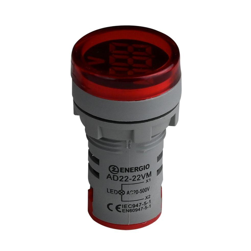 Індикатор з вольтметром ENERGIO AD22-22VM червоний