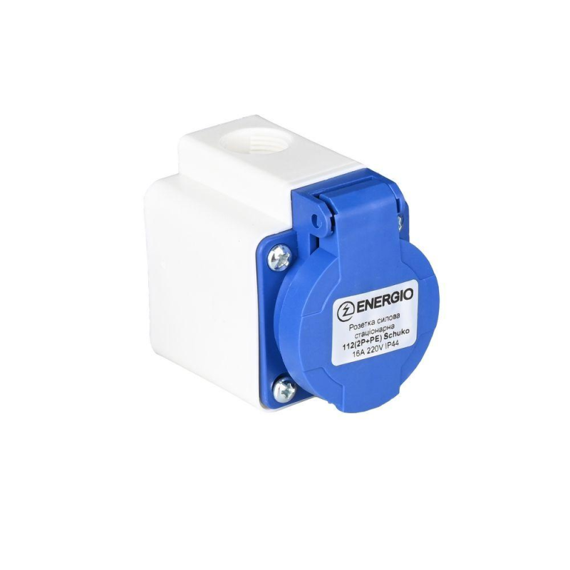 Розетка силова стаціонарна ENERGIO 112(2P+PE) Schuko 16A 220В IP44