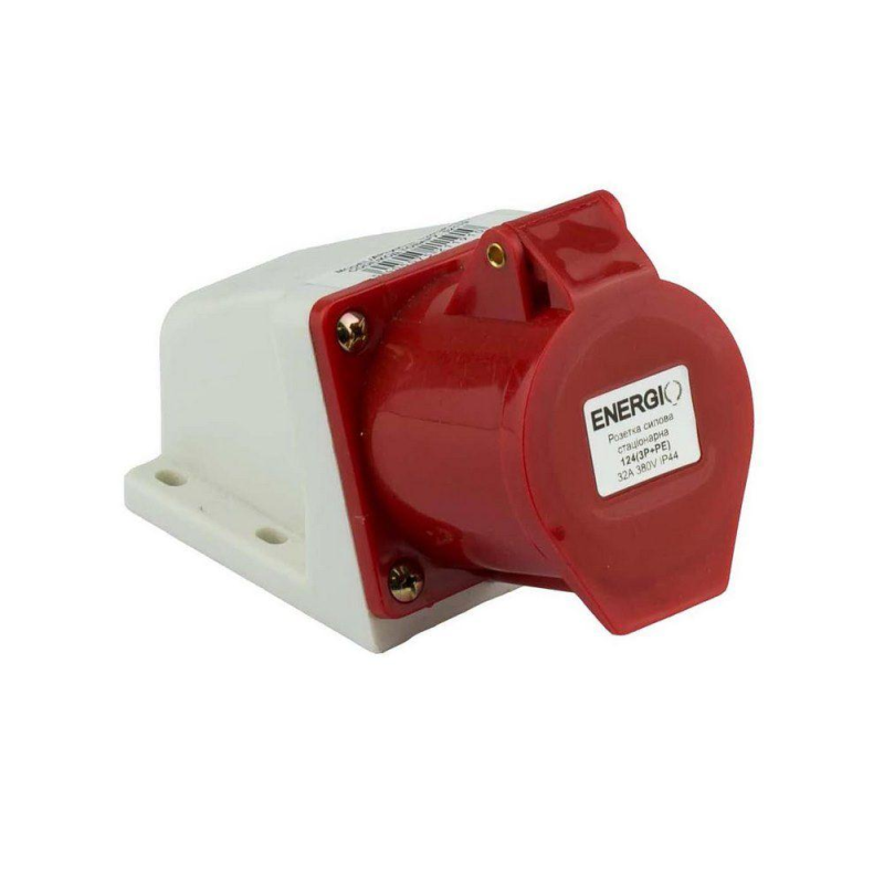 Розетка силова стаціонарна ENERGIO 124(3P+PE) 32A 380В IP44 Розетка силова стаціонарна ENERGIO 124(3P+PE) 32A 380В IP44
