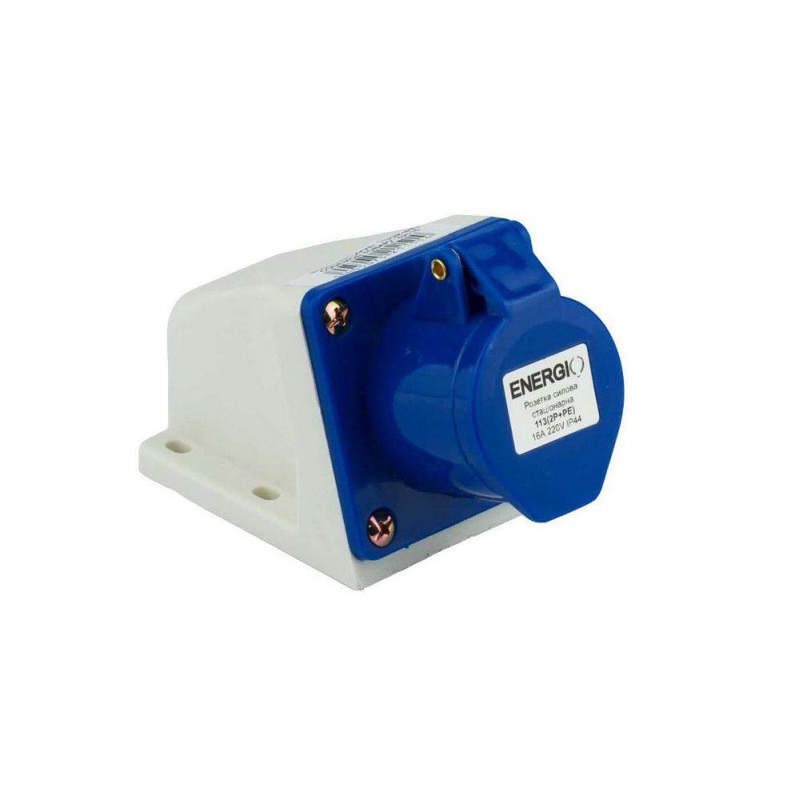 Розетка силова стаціонарна ENERGIO 113(2P+PE) 16A 220В IP44 Розетка силова стаціонарна ENERGIO 113(2P+PE) 16A 220В IP44