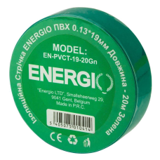 Ізоляційна стрічка ENERGIO ПВХ 0.13*19мм 20м зелена