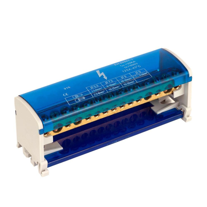 Шина нульова в корпусі ENERGIO на DIN-рейку 2/15 Шина нульова в корпусі ENERGIO на DIN-рейку 2/15