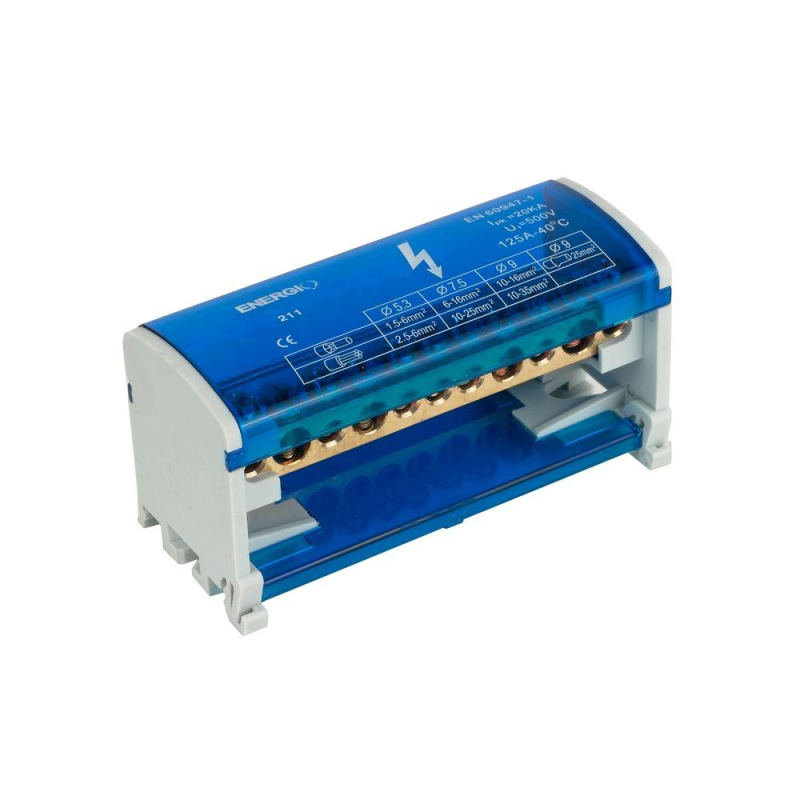 Шина нульова в корпусі ENERGIO на DIN-рейку 2/11 Шина нульова в корпусі ENERGIO на DIN-рейку 2/11