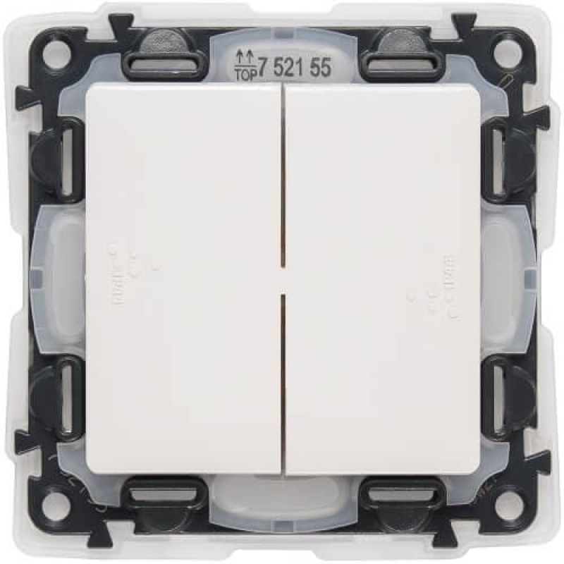 Вимикач 2-клавішний вологозахищений, IP44, білий, 752155 Legrand Valena Life Вимикач 2-клавішний вологозахищений, IP44, білий, 752155 Legrand Valena Life