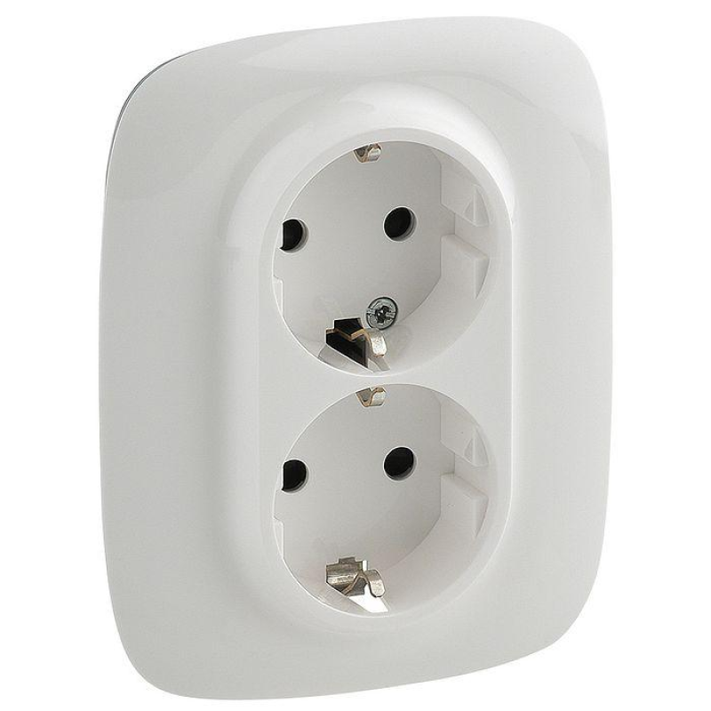 Розетка електрична подвійна зі шторками, білий, Valena ALLURE 753726 Legrand