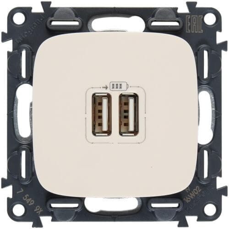 Розетка USB для заряджання подвійна, слонова кістка, 754996 Legrand Valena ALLURE Розетка USB для заряджання подвійна, слонова кістка, 754996 Legrand Valena ALLURE