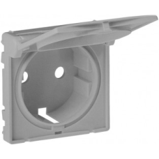 Накладка розетки із заземленням та кришкою, алюміній, Valena 754842 Legrand