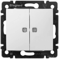 Вимикач 2-клавішний з підсвіткою, білий, 774428 Legrand Valena