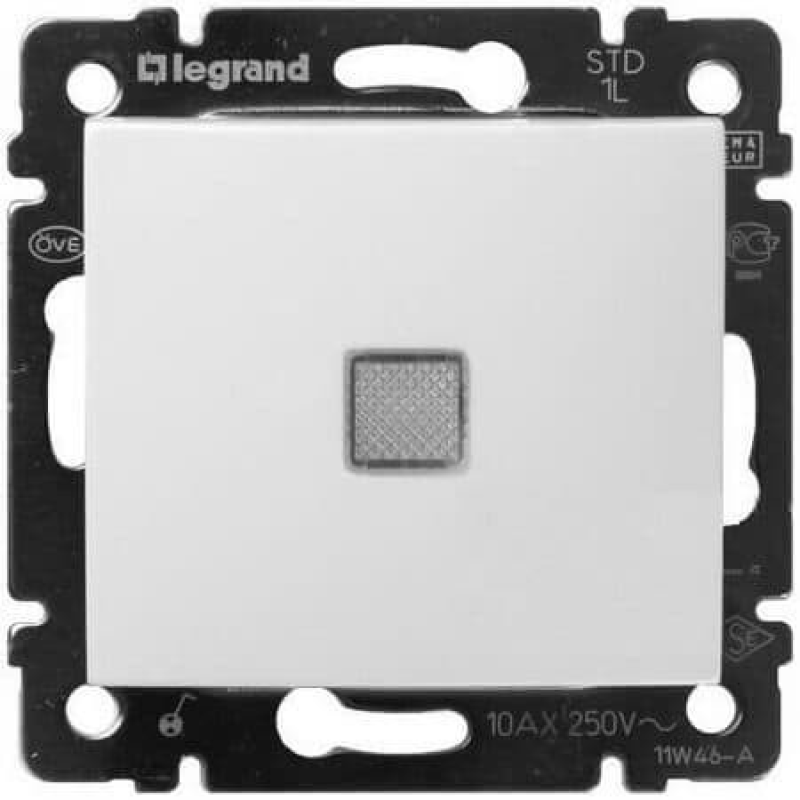 Вимикач проміжний з підсвічуванням 1-клавішний, білий, 774448 Legrand Valena