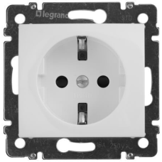 Розетка із захисними шторками та заземленням, білий, 774421 Legrand Valena