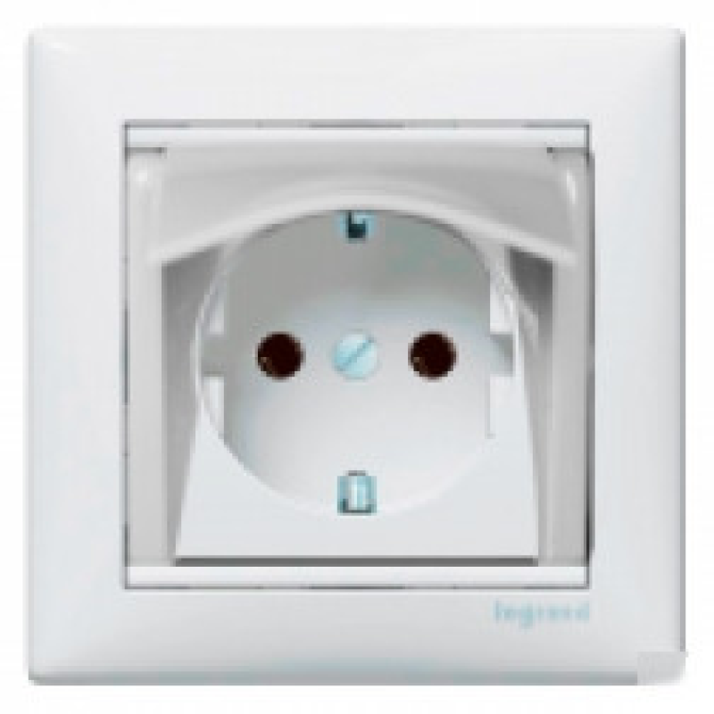 Розетка з кришкою та заземленням, білий, 774422 Legrand Valena