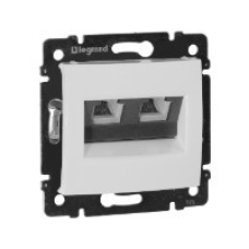 Розетка телефонна RJ11, подвійна, білий, 774439 Legrand Valena