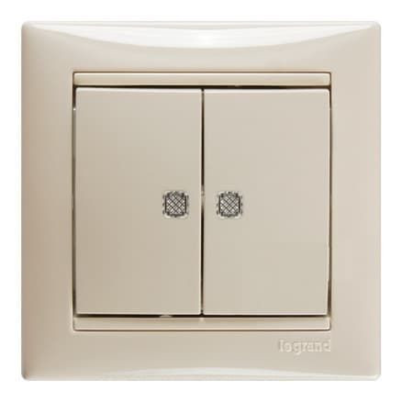 Вимикач з підсвічуванням 2-х клавішний, слонова кістка, 774328 Valena Legrand