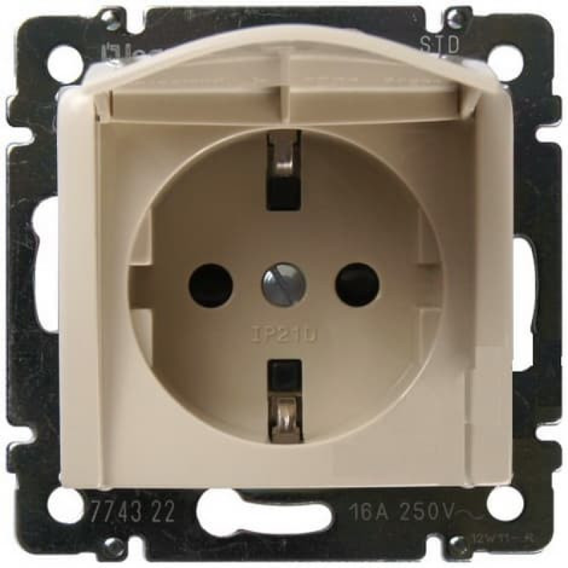 Розетка з кришкою та заземленням, слонова кістка, 774322 Valena Legrand