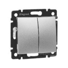 Вимикач 2-клавішний, алюміній, Legrand 770105 Valena