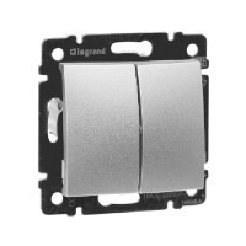 Вимикач 2-клавішний, алюміній, Legrand 770105 Valena Вимикач 2-клавішний, алюміній, Legrand 770105 Valena