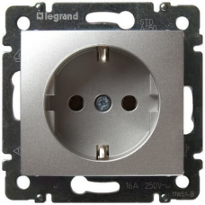 Розетка із заземленням, алюміній, Legrand 770120 Valena